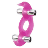 Silicone Triple Orgasm Erection Enhancer Pink Vibrator Cock Rings Vibrating
